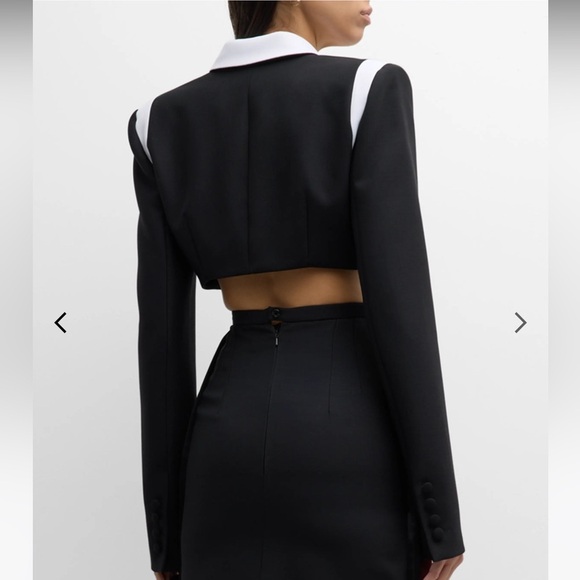 LaQuan Smith | Double Breasted Cropped Blazer With Contrast Detail in Black XS - Picture 10 of 12